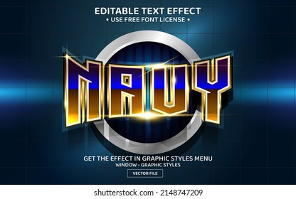 Navy 3D editable text effect template