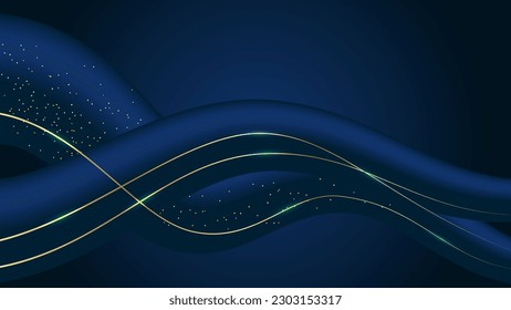 Abstrakter Navy-Hintergrund mit goldenen Linien und goldenen Sequenzen