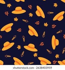 Navy Background Fall Accent Pattern