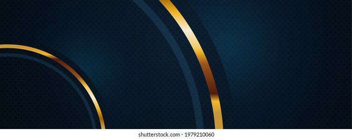 Navy Background with Simple Golden Lines Combination and Half Circle Concept. Graphic Design Element.