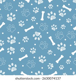 Navy background with white paw and bones