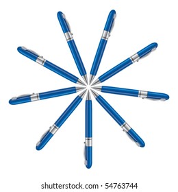 Navy ball pens isolated on white background, vector illustration