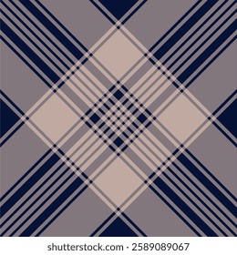 Navy and beige plaid pattern with a structured grid design. Perfect for fabric prints, apparel, stationery, and digital backgrounds.