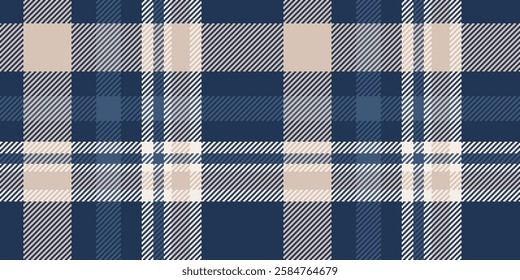 Navy and beige tartan plaid pattern