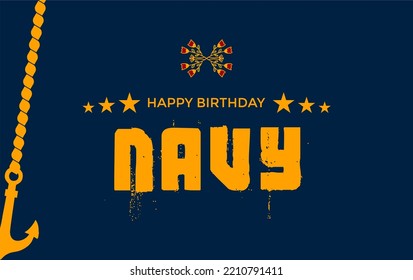 Navy Birthday. Holiday concept. Template for background, banner, card, poster, t-shirt with text inscription. Happy Birthday Navy.