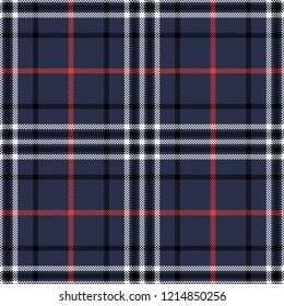 Navy, Black, White, & Orange Tartan Plaid--Seamless Pattern Vector Illustration