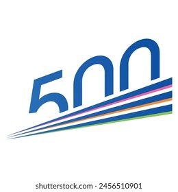 navy blue 500 logo. fast 500 count concept. 500 for economy, industry and success