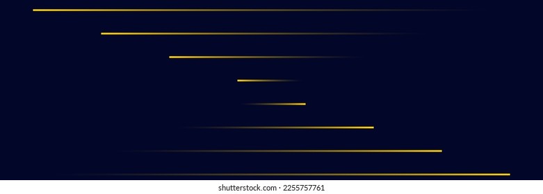 Navy blue abstract background with halftone golden lines delicate pattern. Small light spot box. Curve line, cosmic galaxy space. Festive BG for social media, birthday party invitation.