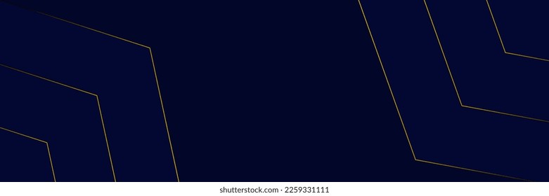 Navy blue abstract background with halftone golden lines delicate pattern. Small light spot box. Curve line, cosmic galaxy space. Festive BG for social media, birthday party invitation.