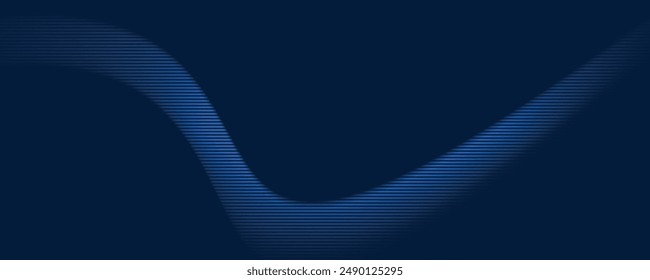 Navy blue abstract background with halftone wavy smooth pattern. Small spot light box. Curve line, cosmic galaxy space. Festive BG for social media, birthday party invitation	