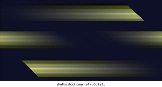 Navy blue abstract background with halftone golden lines delicate pattern. Small light spot box. Curve line, cosmic galaxy space. Festive BG for social media, birthday party invitation.