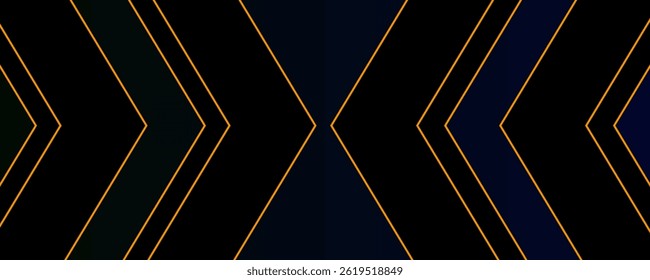Navy blue abstract background with halftone golden lines delicate pattern. Small light spot box. Curve line, cosmic galaxy space. Festive BG for social media, birthday party invitation.