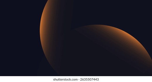 Navy blue abstract background with halftone golden lines delicate pattern. Small light spot box. Curve line, cosmic galaxy space. Festive BG for social media, birthday party invitation.