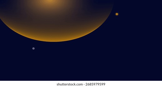 Navy blue abstract background with halftone golden lines delicate pattern. Small light spot box. Curve line, cosmic galaxy space. Festive BG for social media, birthday party invitation.