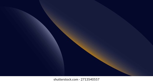 Fondo abstracto azul marino con líneas doradas de semitono patrón delicado. Pequeña caja de punto de luz. Línea curva, espacio cósmico de la galaxia. BG festivo para redes sociales, invitación a fiesta de cumpleaños.