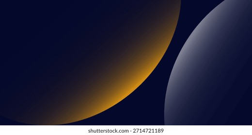 Marineblauer abstrakter Hintergrund mit halbtongoldenen Linien zartes Muster. Kleiner Lichtfleckkasten. Kurvenlinie, kosmischer Galaxienraum. Festliche BG für Social Media, Geburtstagsfeier Einladung.