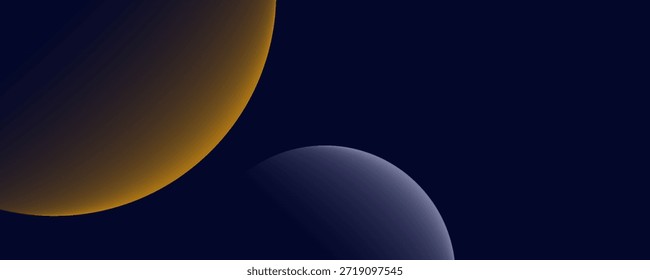 Navy blue abstract background with halftone golden lines delicate pattern. Small light spot box. Curve line, cosmic galaxy space. Festive BG for social media, birthday party invitation.