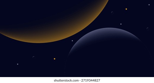navy blue abstract background with halftone golden lines delicate pattern. small light spot box. curve line, cosmic galaxy space. festive bg for social media, birthday party invitation.