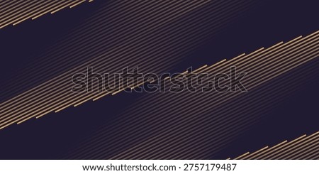 Navy blue abstract background with halftone golden lines delicate pattern. Small light spot box. Curve line, cosmic galaxy space. Festive BG for social media, birthday party invitation.eps,10