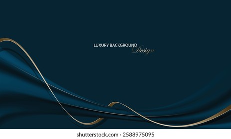 Navy blue abstract background vector design. Navy blue premium background with gold line. Luxury background. Suit for invitation, business card, backdrop, wedding, backdrop, presentation, banner, etc