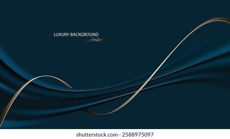 Navy blue abstract background vector design. Navy blue premium background with gold line. Luxury background. Suit for invitation, business card, backdrop, wedding, backdrop, presentation, banner, etc