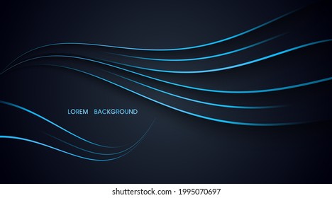 Navy Blue abstract layer and curve illustration background for card, annual business report,template