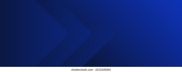 Navy blue abstract long banner. Minimal vector background with arrows and copy space for text. Social media cover, header, web banner