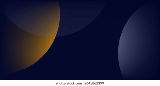 Navy blue abstract simple background with halftone golden lines delicate pattern. Small light spot box