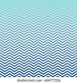 Navy Blue Aqua White Ombre Chevron Vector Pattern. Nautical Background. Gradient Fade Texture Dip Dye Style. Horizontally Repeating Pattern Tile Swatch.