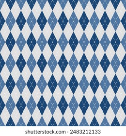 Navy blue argyle pattern. Argyle vector pattern. Argyle pattern. Seamless geometric pattern for clothing, wrapping paper, backdrop, background, gift card, sweater.