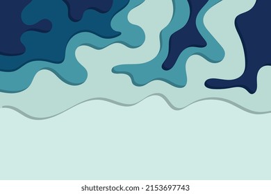 Navy blue background with paper cut out layers. Abstract material design with flat shadow. Paper cutting texture vector illustration