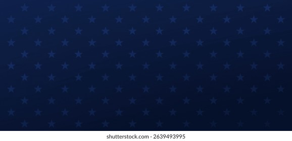 Navy blue background with repeating stars. American flag element concept for patriotic design. Independence Day USA vector.