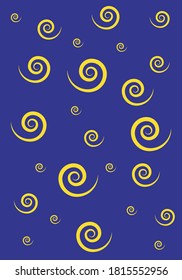 
Fondo azul marino con espirales amarillas