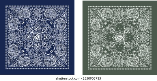 navy blue bandana pattern vectör desing 