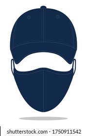 Navy Blue Baseball Cap & Anti Dust Mask Fabric Vector For Template