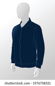 Navy Blue Baseball Jacket Template Vector