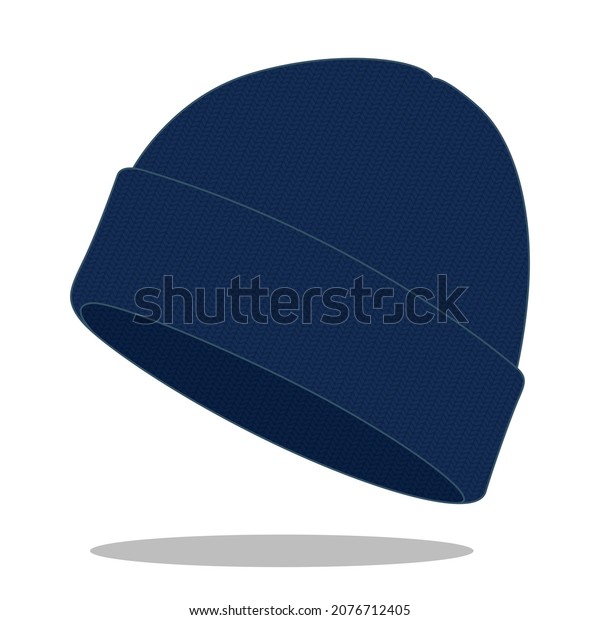 Navy Blue Beanie Hat Template Vector 