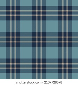 Navy blue and beige vintage tartan plaid. Scottish pattern fabric swatch close-up. 