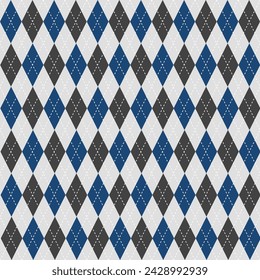 Navy blue and black argyle pattern. Argyle vector pattern. Argyle pattern. Seamless geometric pattern for clothing, wrapping paper, backdrop, background, gift card, sweater.	
