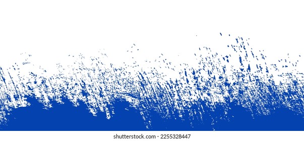 Navy blue brush background. Blue ink splash on backdrop. Brush stroke background for wallpaper, paint splatter template, dirt banner, watercolor design, dirty texture. Trendy brush background, vector