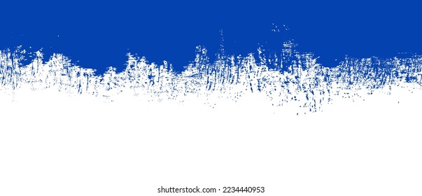 Navy blue brush stroke background. Blue ink splash on backdrop. Brush background for wallpaper, paint splatter template, dirt banner, watercolor design, dirty texture. Trendy brush background, vector