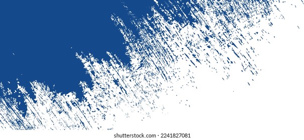 Fondo del pincel azul marino. Tinta azul salpicada sobre el fondo. Fondo de pincel para papel de pared, plantilla de bandeja de pintura, banner de suciedad, diseño de acuarela, textura sucia. Fondo de pincel de moda, vector