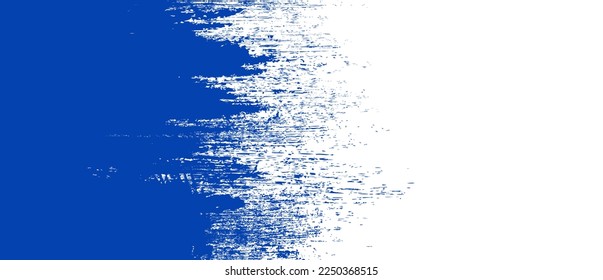 Navy blue brush stroke background. Blue ink splash on backdrop. Brush background for wallpaper, paint splatter template, dirt banner, watercolor design, dirty texture. Trendy brush background, vector