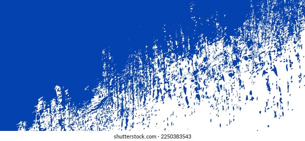 Navy blue brush stroke background. Blue ink splash on backdrop. Brush background for wallpaper, paint splatter template, dirt banner, watercolor design, dirty texture. Trendy brush background, vector