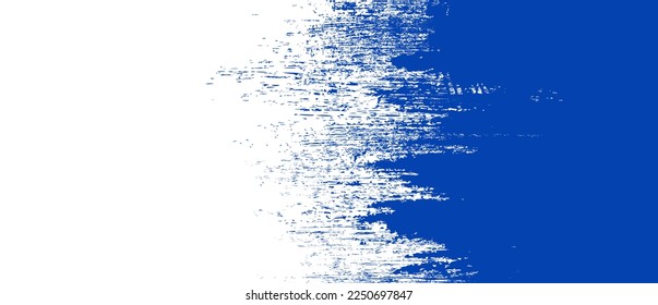 Navy blue brush stroke background. Blue ink splash on backdrop. Brush background for wallpaper, paint splatter template, dirt banner, watercolor design, dirty texture. Trendy brush background, vector