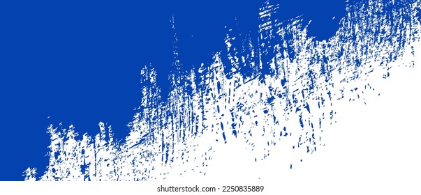 Navy blue brush stroke background. Blue ink splash on backdrop. Brush background for wallpaper, paint splatter template, dirt banner, watercolor design, dirty texture. Trendy brush background, vector