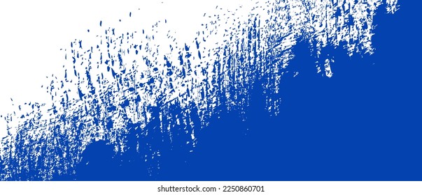 Navy blue brush stroke background. Blue ink splash on backdrop. Brush background for wallpaper, paint splatter template, dirt banner, watercolor design, dirty texture. Trendy brush background, vector