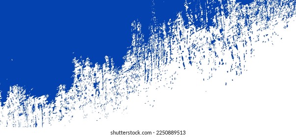 Navy blue brush stroke background. Blue ink splash on backdrop. Brush background for wallpaper, paint splatter template, dirt banner, watercolor design, dirty texture. Trendy brush background, vector