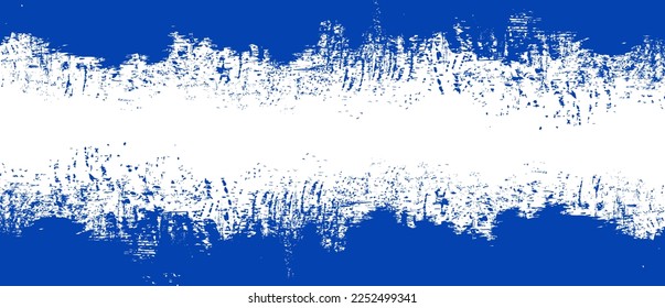 Navy blue brush stroke background. Blue ink splash on backdrop. Brush background for wallpaper, paint splatter template, dirt banner, watercolor design, dirty texture. Trendy brush background, vector