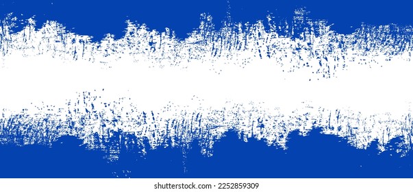 Navy blue brush stroke background. Blue ink splash on backdrop. Brush background for wallpaper, paint splatter template, dirt banner, watercolor design, dirty texture. Trendy brush background, vector